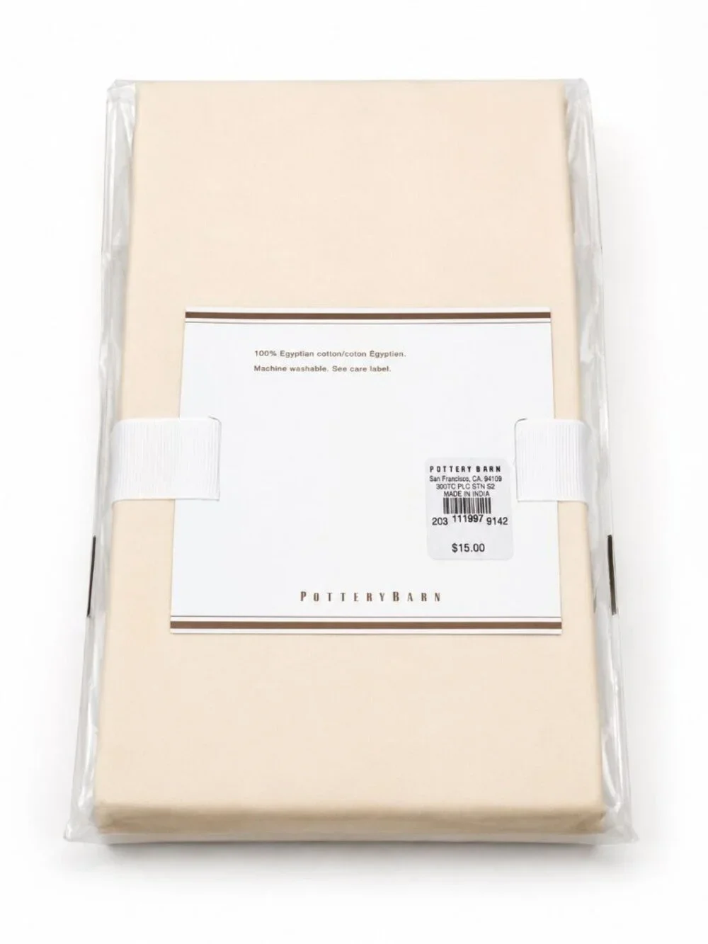 Pottery Barn PB Essential 300TC Standard 2-Pillowcases Ivory 100% Egyptian Cotto